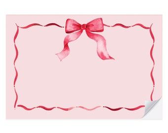Red Ribbon Pinkmas Christmas Placemat Pad | Christmas Placemat | Watercolor Ribbon Placemat | Winter Table Decor | Plaid Tablescape