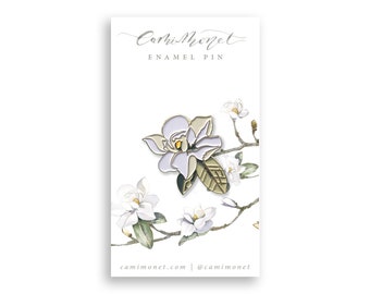 Magnolia Enamel Pin | Floral Enamel Pin | Flower Enamel Pin | Southern Magnolia Lapel Pin