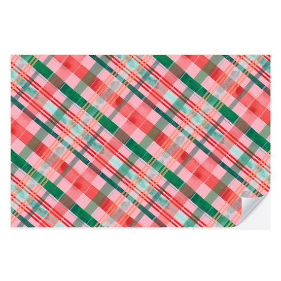 Merry Christmas Plaid Placemat Pad | Christmas Placemat | Watercolor Plaid Christmas Placemat | Winter Table Decor | Plaid Tablescape