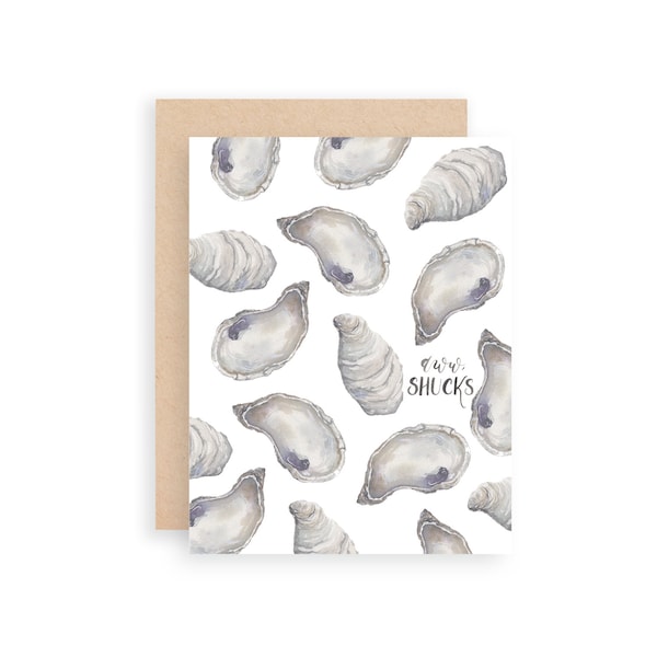 Aw Shucks Oyster Greeting Card | Watercolor Oyster Thank You Card | Nautical Greeting Card | Coastal Greeting Card