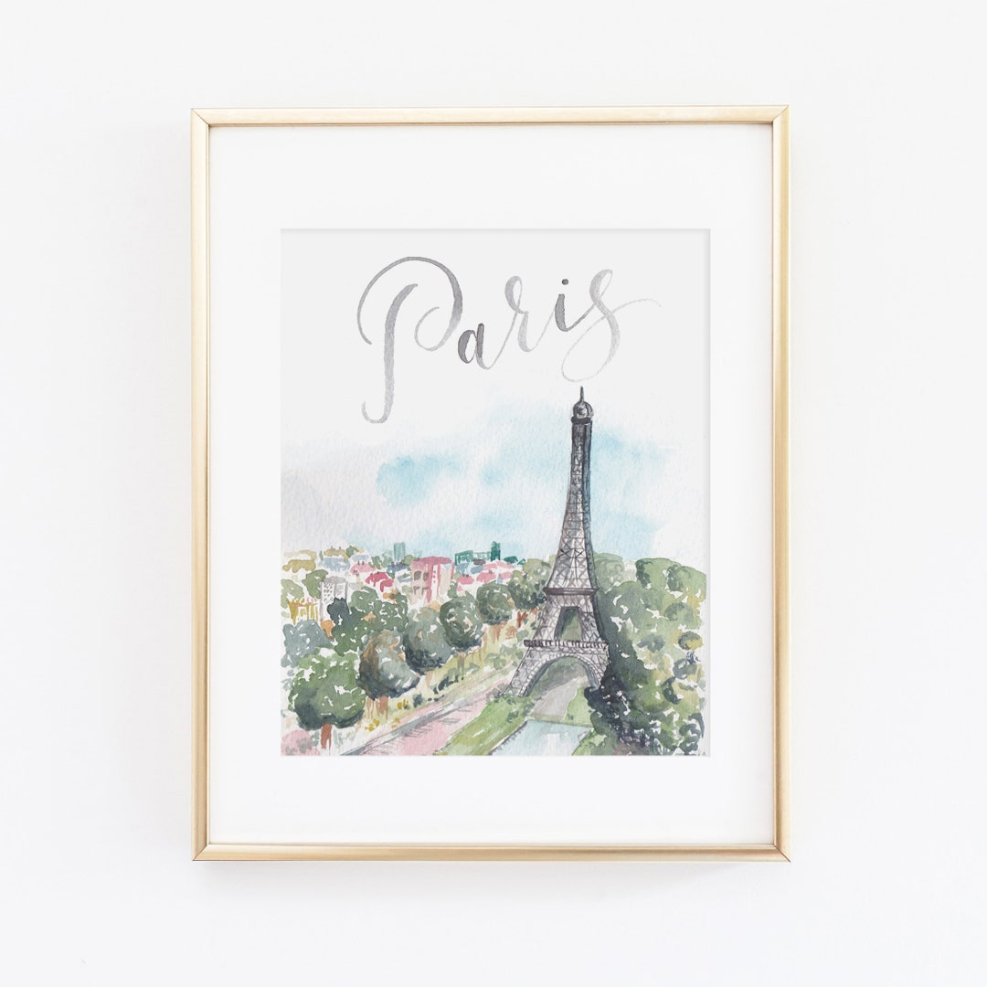 Watercolor Paris France Wall Art Paris Art Print Eiffel Tower Print