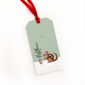 Merry Little Christmas Chipmunk Gift Tags | Watercolor Chipmunk Tags | Christmas Gift Tags | Holiday Tags | Christmas Present Gift Tags