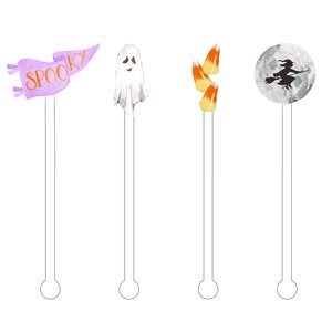 Spooky Halloween Drink Stir Sticks | Halloween Drink Stirrer | Ghost Drink Sticks | Watercolor Swizzle Sticks | Cocktail Drink Sticks
