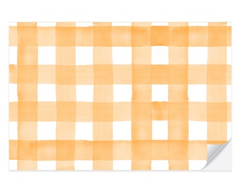 Orange Gingham Paper Placemat Pad | Thanksgiving Placemat | Orange Gingham | Orange Placemat | Fall Table Decor | Watercolor Gingham