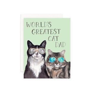 Größte Katzen-Vatertags-Grußkarte der Welt | Lustige Vatertagskarte | Karte für Katze Papa | Niedliche Vatertagskarte | Aquarell Katze