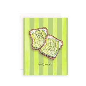 Glücklich Avo After Grußkarte | Avocado Toast Aquarell Karte | Verlobungskarte | Hochzeitskarte | Jubiläumskarte | Frühstück Karte