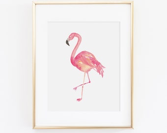 Flamingo Watercolor Print | Flamingo Art Print | Tropical Decor | Flamingo Decor | Beach House Decor | Island Art Print | Flamingo Painting