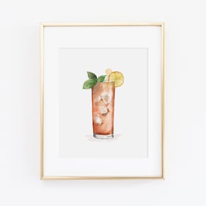 Long Island Ice Tea Watercolor Print | Watercolor Drink Print Set | Watercolor Bart Cart Painting | Long Island Ice Tea Artwork