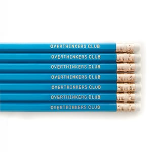 Zestaw ołówków Overthinkers Club | Zestaw ołówków Gold Foil | Zabawne ołówki | Niebieskie ołówki | Dowcipne ołówki | Artykuły szkolne
