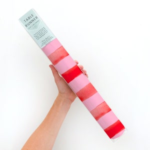 Pink and Red Striped Christmas Table Runner | Pink Holiday Table Runner | Pinkmas Holiday Decor | Bright Holiday Table Decor | Stripe Runner