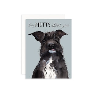 I&#39;m Mutts About You Valentine&#39;s Day Card | Watercolor Dog Card | Dog Valentine&#39;s Day Card | Black Dog Card | Valentine&#39;s Day Pun