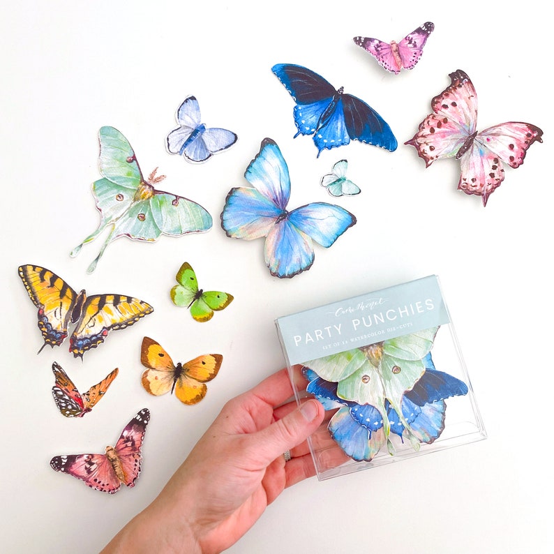 Rainbow Butterfly Confetti Die-Cuts Party Punchies Die Cut Butterflies Colorful Party Decor Butterfly Party Goods Birthday Party image 3