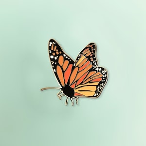 Monarch Butterfly Enamel Pin Butterfly Enamel Pin Orange Enamel Pin Monarch Lapel Pin Watercolor Monarch Butterfly Jewelry image 3