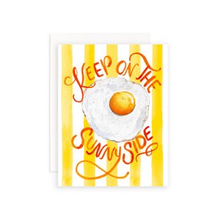 Mantener en la tarjeta de felicitación Sunny Side / Tarjeta de huevo de acuarela / Tarjeta de huevos Sunny Side Up / Tarjeta de desayuno lindo / Tarjeta de aliento