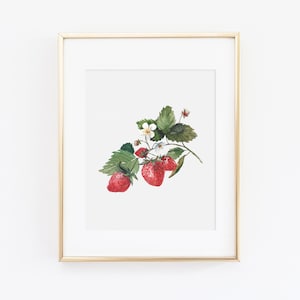 Strawberry Watercolor Print | Watercolor Strawberry Print Set | Watercolor Fruit Painting | Strawberry Artwork | Watercolor Fruit Decor