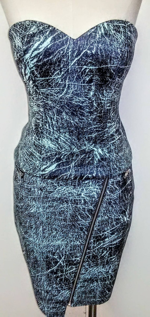 GUESS Blue & Black Bustier and Pencil Skirt