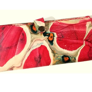 Cartera de piel marmolada, Cartera larga marmolada, Cartera de piel auténtica, Cartera marmolada, Cuero curtido vegetal, Cartera marmolada plegable, Cartera Ebru
