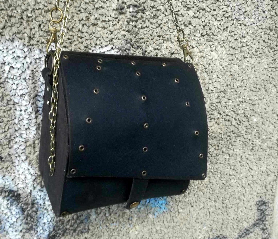 Leather Bag With Wooden Sides, Leather and Wood Bag, Leather&wood Bag