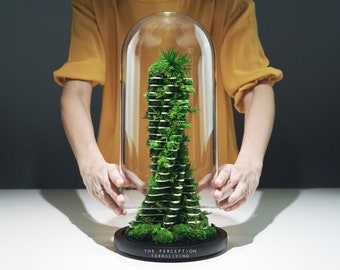 Preserved Moss Terrarium: "The Perception", 3D Printed Biomorphic Parametric Sculpture, Modern Desk Decor by TerraLiving.