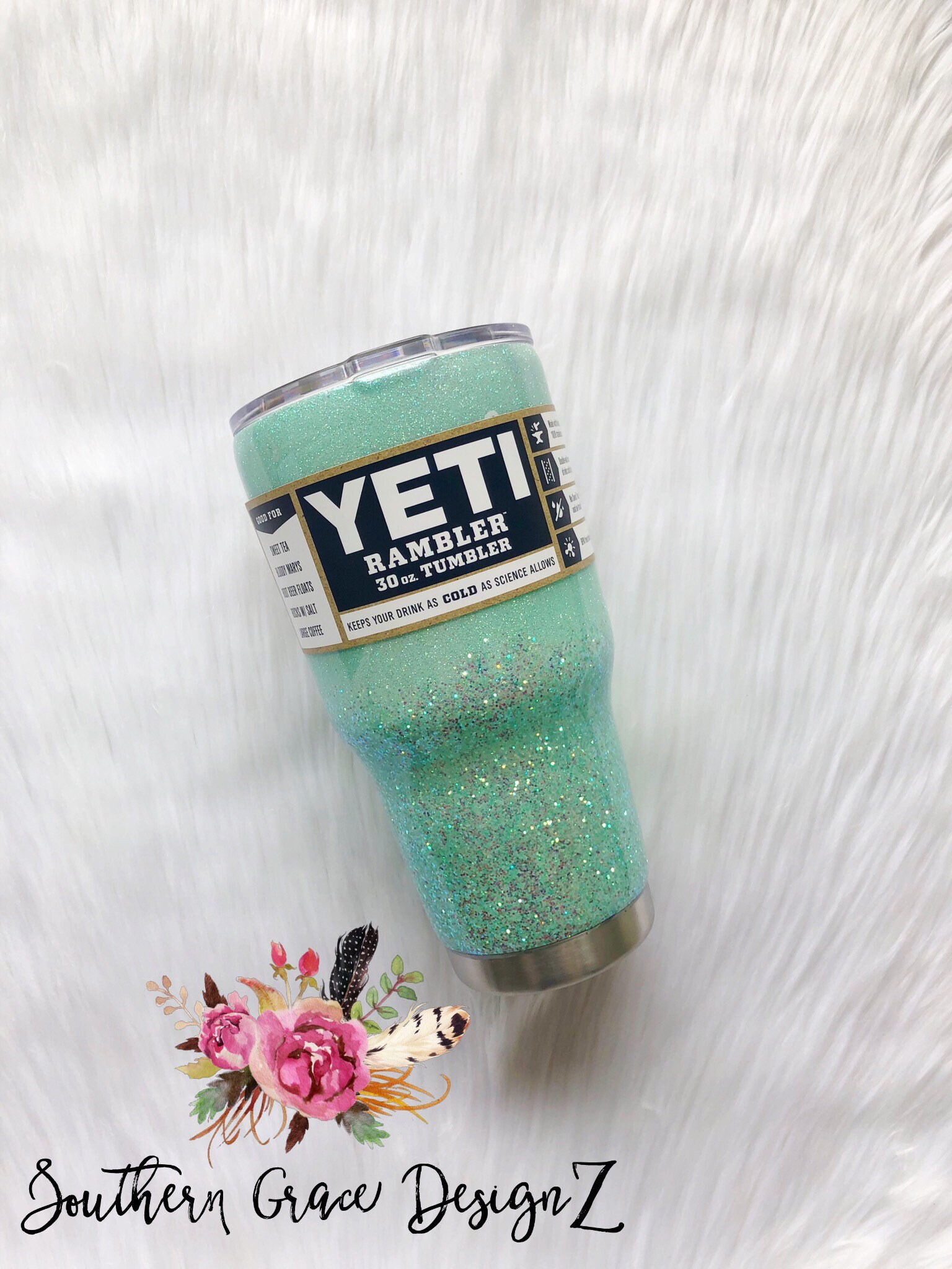 Mint Green Glitter Tumbler/Glitter Yeti/mint Glitter Yeti Etsy