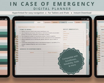 Digital Emergency Binder Planner for iPad, GoodNotes, Android | Crisis Preparedness PDF