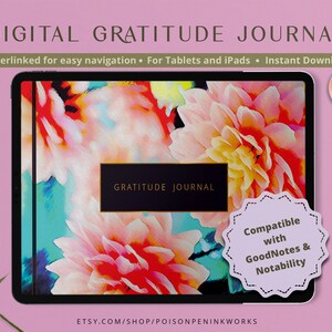 Digital Gratitude Journal for GoodNotes, Notability, 365 Daily Pages Diary, iPad Journal, Hyperlinked PDF Planner