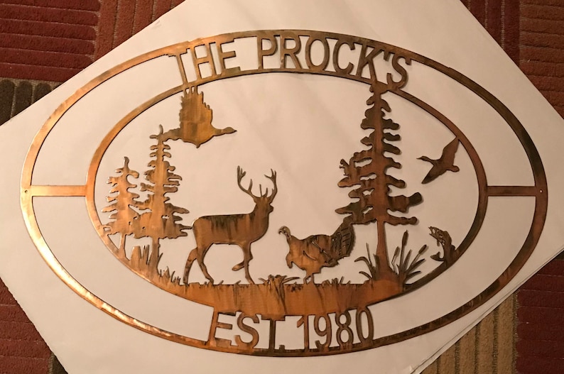 Personalized wildlife scene metal sign Etsy