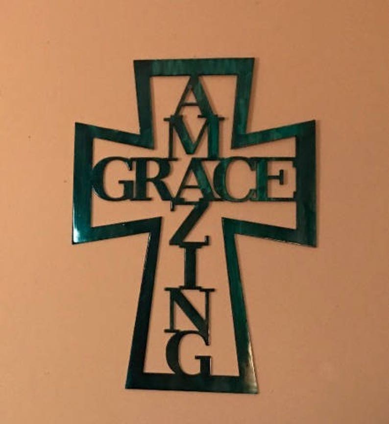 Amazing Grace Metal Cross Etsy