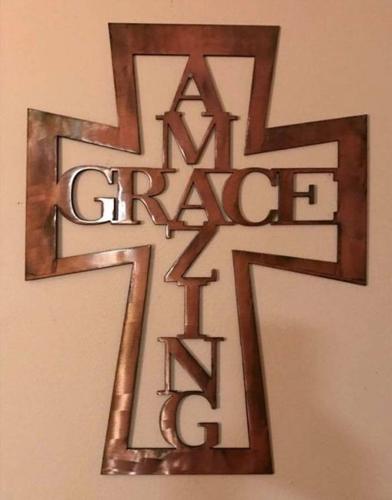 Amazing Grace Metal Cross Etsy