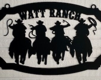 BULLDOGGIN CUSTOM NAME ADDRESS SIGN COWBOY HORSE RUSTIC WESTERN METAL ART DECOR BULLDOGGIN CUSTOM NAME ADDRESS SIGN COWBOY HORSE RUSTIC WESTERN METAL ART DECOR