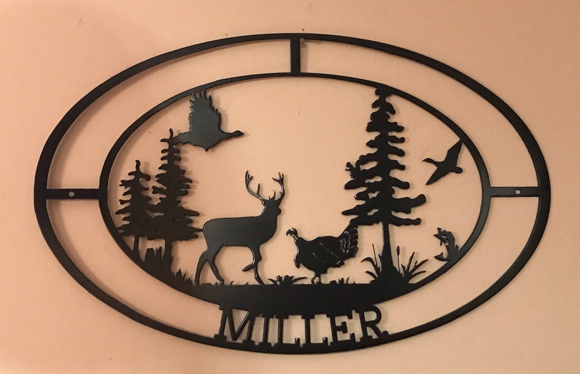 Personalized wildlife scene metal sign Etsy
