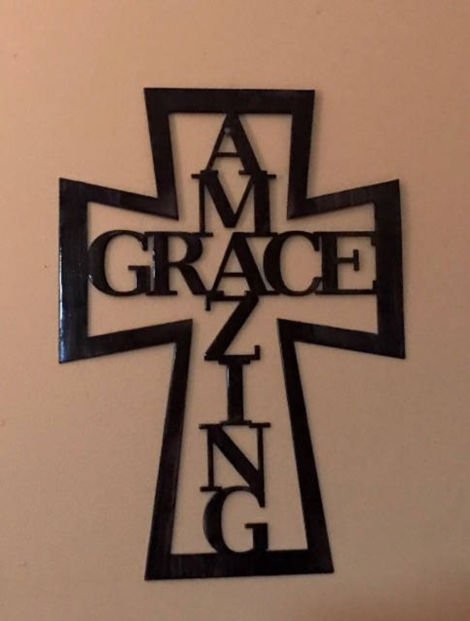 Amazing Grace Metal Cross Etsy