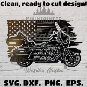 Ready to Cut Harley American Flag Digital Design. Svg, Dxf, Png, Eps. Instant Download.