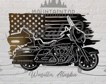 Ready to Cut Harley American Flag Digital Design. Svg, Dxf, Png, Eps. Instant Download.