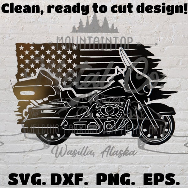 Ready to Cut Harley American Flag Digital Design. Svg, Dxf, Png, Eps. Instant Download.