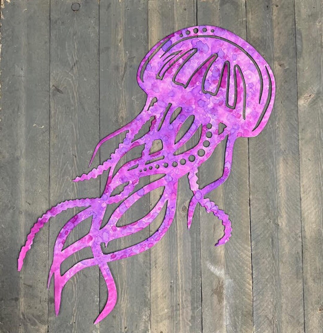 Vibrant Metal Jellyfish Wall Art Etsy