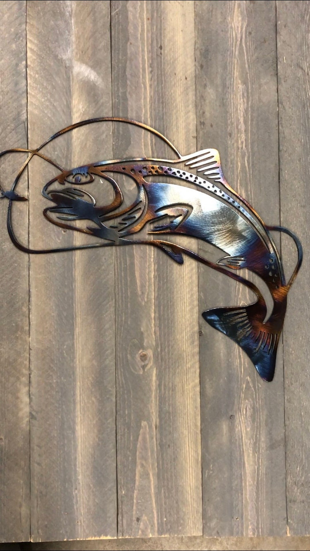 Metal Trout Wall Art Etsy