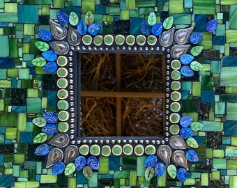 Mosaic Mirror Green/Purple 10 x 10 Gift for Friend or Coworker