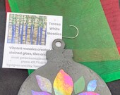 Mosaic Christmas Poinsettia Ornament 4 in round