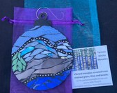 Mosaic Christmas Mountain Ornament 4 in round