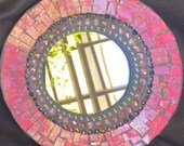 Mosaic Mirror Pink 7 inch Round