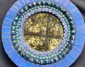 Mosaic Mirror Blue 7 inch Round