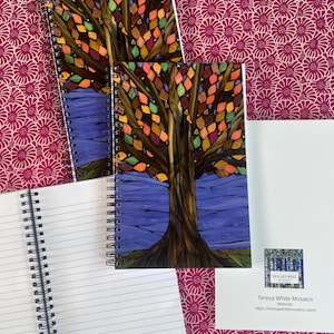 Mosaic Art Journal Red Orange Tree Gift for friend or coworker