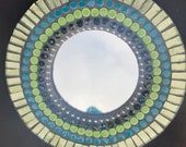 Mosaic Mirror Teal Green 7 inch Round