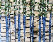 Mosaic Wall Art Canvas Print Birch Trees 8 x 10