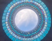 Mosaic Mirror Teal 7 inch Round