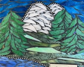 Mosaic Wall Art Mountain Lake 8 x 8 Laugh