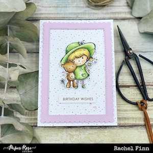 Girl with Teddy Birthday card