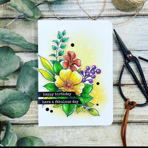 Flower bouquet birthday card