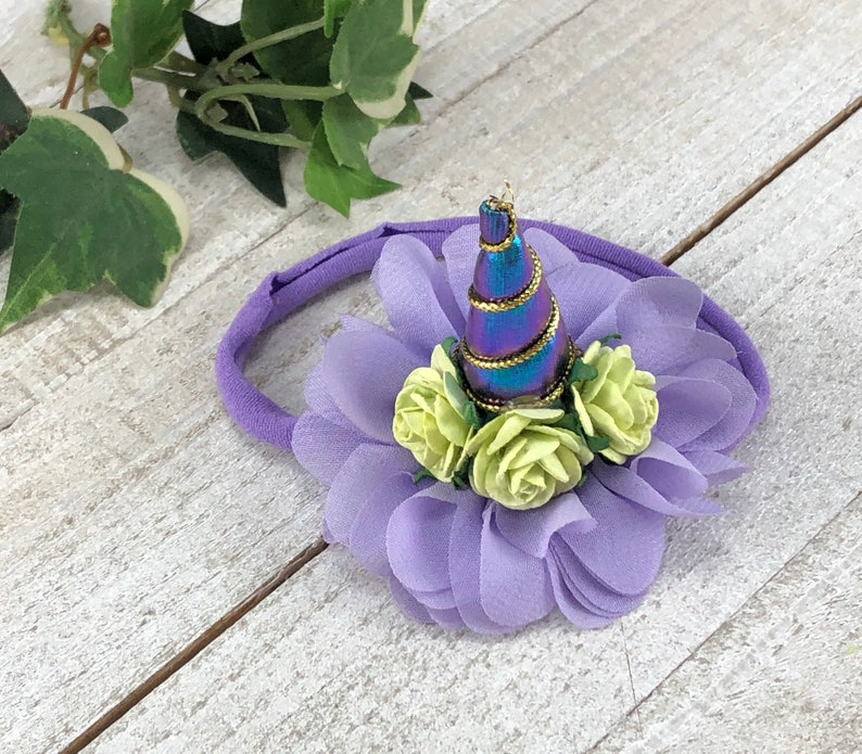 spring nylon headband newborn headban purple and green unicorn headband photography prop Mermaid unicorn headband purple nylon headband